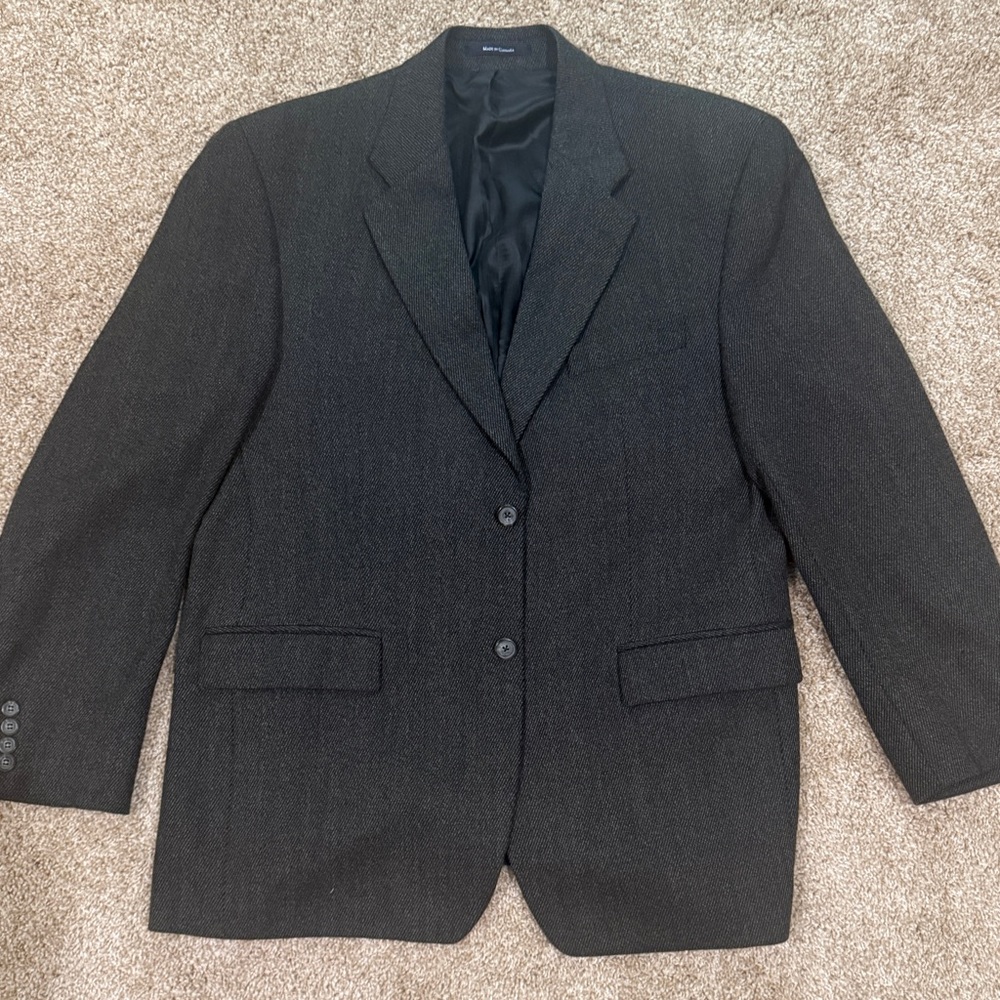 90s/2000s Ralph Lauren 42R 100% Lambswool Blazer Made in Canada Twill
